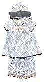 Alves Girls 'ブルーとホワイトEmbroided Bowドレスwith Matchingパンツとフードセット