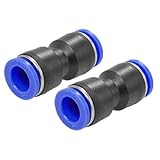 uxcell プッシュ継手 ブラック＆ブルー 12 x 12mm ワンタッチ ストレート 2個入り