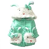 【SEBLES】うさちゃん ふわふわ 暖か ベビー ジャケット (100cm, グリーン)