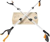 EZPIK（イージーピック）Pro マジック ハンド お助けハンド らくらくハンド つかみ棒 リーチャー 折り畳み 軽量 強力 マグネット付き ゴミ拾い トング ロング ショート 伸縮 介護用 高齢者 自助具 便利グッズ （シルバー・110cm・2パック）