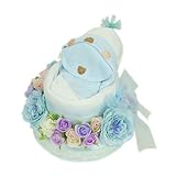 スイートリボン ゆりかご おむつケーキ スペシャル ブルー  / 人気 出産祝い ギフト セット 日本製  Mサイズ パンパース 生後6~18ヶ月