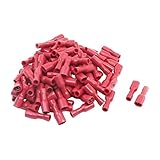 スペードターミナル，SODIAL(R) FDFD1-187赤いメススペード圧着絶縁端子　22-16AWG 100件