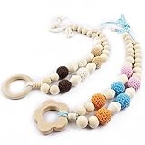 Eco Beech Wood Beads Different Size Block Wood Teething Pendant Bead Crochet Necklace For Baby and M