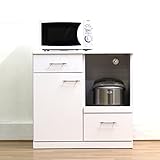 シンプル 幅80cm キッチンカウンター ホワイト キャスター付き 完成品