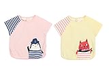 clearly ベビー キッズ 半袖 防水 エプロン アニマル 子ども 2枚セット 男の子 女の子 (ネコ・ペンギン)