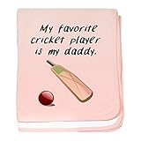 CafePress – My Favorite Cricket Player Is My DaddyベビーBlanke – スーパーソフトベビー毛布、新生児おくるみ ピンク 1263448042683