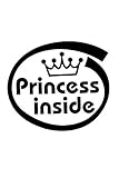 Lumierechat 車 赤ちゃん シール 乗車中 Princess on Board プリンセス ステッカー 外貼り (Princess Inside, ブラック)