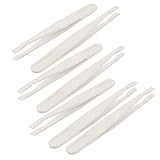 7PCSプラスチック帯電防止ストレート尖った先端ピンセットツールホワイト