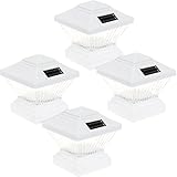 (4 Pack) Solar Powered White Outdoor Garden Deck Dock 4x4 PVC Fence Post Light [並行輸入品]