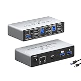 8K@60Hz HDMI KVMスイッチ 2入力2出力 HDMI KVM 切替器 HDMI2.1 パソコン2台モニター2台 KVM切り替え 4つのUSB 3.0ポート キーボード/マウス/プリンター/他のデバイス対応 パソコン切替機 PC 切替機 USB 切替器 ＨＤＭＩ セレクター USB3.0ケーブル/外付けスイッチ/電源ケーブル付き