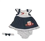 Baby Girls Gorgeous Summer NAVY BLUE Dress 'SWEET AS JAM' Design Inc Knickers & Headband 3-6 Months 