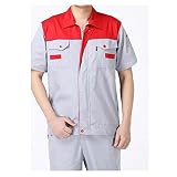 夏　制服・ワークウェア　作業服　通気性よい　着心地よい　グレー+レッド　L