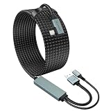ELUTENG Linkケーブル 5m 充電しながら遊ぶ ナイロン編み素材 USB 3.0 5Gbps高速データ転送 18W急速充電 TypeC to A+C 2in1 ケーブル 5メートル L字型 VRヘッドセット Meta Quest 3/Pico4に適用 ゲームPC/Steam VR用