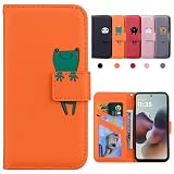 Kedic に適合する Moto G66j 5G ケース 手帳型 モトローラ G66y 5G ケース 可愛い moto g66y 5gケース motorola g66j 5g 手帳型ケース カード収納 財布付き カードホル スタンド機能 モトローラ g66j スマホケース Motorola G66y / G66J / G56 カバー かわいい 動物柄 薄型 防水 ノート型 男女兼用 (オレンジ)