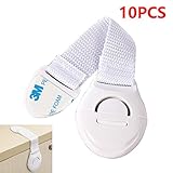 Librao ベビーガード ストッパー 10個入り キャビネットロック ホワイト 粘着タイプ ロング セーフティグッズ 安 全ロック