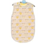 6重より柔らか パジャマ ベビー オーガニックコットン 赤ちゃん ボタン開閉式 肌触り抜群 寝袋 40*70 cm クラウン柄 イエロー