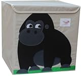 【POLKA】ポルカ 蓋つき 収納BOX 折りたたみ式 綿素材 33㎝ 正方形 全10種類 (Gorilla)