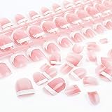 ネイルチップ 120枚 ピンク&ホワイト ネイルチップセット フレンチ風フェイクネイル 短め 12サイズつけ爪 アクリルネイルチップ ショー