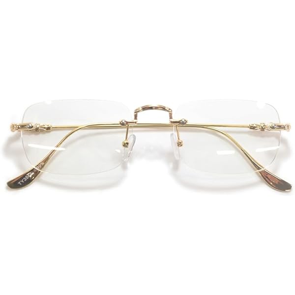 Amazon | ストリートニット メンズ ゴールドフレーム 縁なし ヒップ