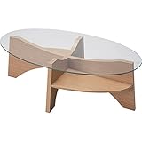 インテリア 家具 便利 おしゃれ オーバル型ローテーブル 強化ガラス製 LE-454NA ナチュラル
