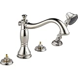 Delta T4797-PNLHP Cassidy Roman Bathtub Faucet with Hand Shower Trim without Handles, Polished Nicke