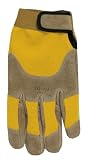 Professional Bull Rider (PBR) Suede Cowhide Leather Work Glove, Medium, Brown/Yellow, PB200 by Midwe