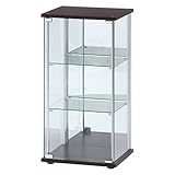 不二貿易 ガラスコレクションケース ブラウン 3段 幅42.5×奥行36.5×高さ86cm 背面ミラー付き 97336