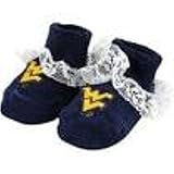 West Virginia Mountaineers新生児ギフトボックス版Ruffled Laced Bootiesソックス