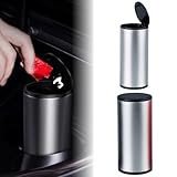 Mellbo 車 ゴミ箱 車用ゴミ箱 カー用品 便利グッズ ドリンクホルダー 蓋付き ワンタッチ開閉 アルミニウム合金 シルバー