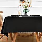 Forhomelife テーブルクロス ブラック 無地 シンプル テーブルカバー 長方形 135×180cm 洗える ウォッシャブル 洗濯可 速乾 黒 厚手 耐熱