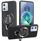 【Antimam】Motorola MOTO G64 5G/MOTO G64Y 5G 用 ケース マグネット搭載 スタンド機能モトローラ モトG64 5G スマホケース柔軟 耐衝撃 ケースワイヤレス充電 車載ホルダー ストラップホール付き g64J 薄型カバー（ブラック）