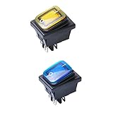Dovewill 2点入り　12V 4ピン　2ポジション　オン/オフ　DPST　点灯ロッカースイッチ　自動車　電子パーツ　全6色 - ブルー+イエロー