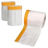 養生シート 3巻セット テープ付き 塗装用マスキングテープ 養生テープ ビニールシート ロール 車 塗装 室内壁 養生 テープ 和纸 (幅550mm×長さ20m)