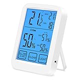 VORCOOL 温湿度計　デジタル　温度湿度モニター　多機能　LCD　デジタルメーター　湿度計　温度計　高精度　タッチスクリーンメーター