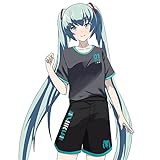 MZYSTJ Miku 初音ミク 印象Tシャツ 半ズボン コスプレ衣装 男女兼用 春夏服 (Tシャツ,XL)