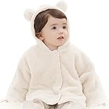 HONEY BLOSSOM ベビー くま耳 フーディ ポンチョ 着ぐるみ風 ボア フリース ジャケット m205 white