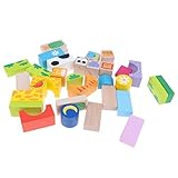 B Baosity 高品質　子供の教育 おもちゃ セット 積み木 木製動物　スタッキング 32個　 贈り物