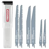 レシプロソー替刃 6枚入り HYCHIKA（ハイチカ）枝切り用 木工用 解体用 庭木剪定 228mm 5山/225mm 8山/150mm 6