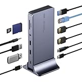 【10個セット】サンワダイレクト ドッキングステーション 11in1 HDMI2つ 2画面出力 type c 縦型スタンド付 4K/60Hz対応 アルミ製 400-VGA025