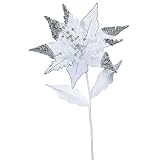 3パック – 26 "ホワイトベルベットポインセチア12 " Glitter花装飾クリスマスPick