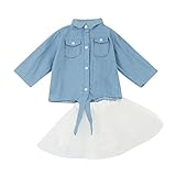 (プタス)Putars ベビー服 子供服 上下セット デニムシャツ チュールスカート 長袖 女の子 可愛い 春 秋 冬 スポーツ 運動会 旅行 記念日 プレゼント 6ヶ月-3歳