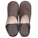 [mocororo] モロッコ バブーシュ luxe 本革 プレーン・無地 ルームシューズ スリッパ レディース・メンズ モコロロ メンズM,Brown