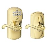 Schlage FE595 PLY 505 FLA Plymouth Keypad Entry with Flex-Lock and Flair Style Levers, Bright Brass 