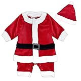 アスナロ（つなぎ・セットアップ） サンタ衣装 カバーオール ベビー 男の子 子供 クリスマス パーティ90 レッド