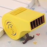 Demiawaking 手持ちミニ扇風機　おしゃれ　電池　USB　　呼子形　首にかけて運ぶ　防暑有効　四つ色可選択 (黄色)