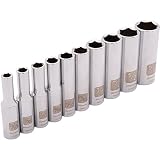 Dynamic Tools D004001 1/4 Drive 6 Point Deep SAE Socket Set (10 Piece), 3/16 to 9/16 by Dynamic Tool