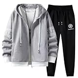 [FJLTDCP] メンズ パーカー 上下セット 秋服 ジャージ メンズ 上下2点 スポーツウェア -gray-L