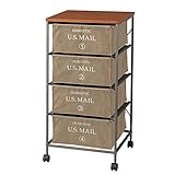 マルチ収納チェスト/収納ワゴン 【4段 ベージュ】 幅43cm キャスター付き スチール 『USメール』 MIP-374BE