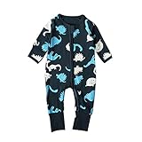 Hzjundasi ベビー ボーイ 女の子 長袖 パジャマ セット ジッパー キッド コットン プルオーバースリーピング 3ヶ月?3年 ブルー 高さ60cm