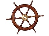 Nauticalmart Deluxe Class Wood and Brass Decorative Ship Wheel 24" [並行輸入品]